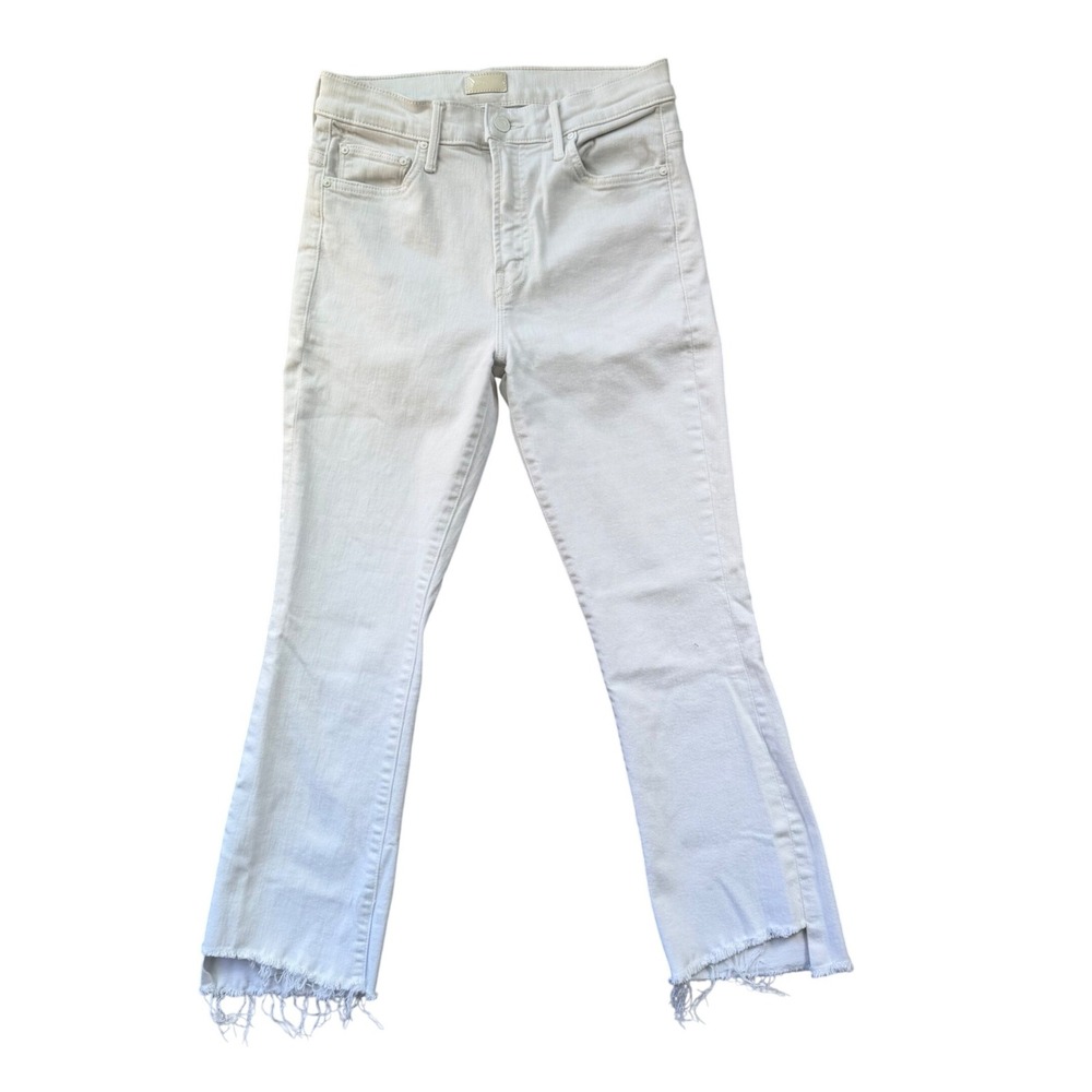 MOTHER Lil' Insider Crop Step Fray Jeans Fairest Of Them All White Size 27